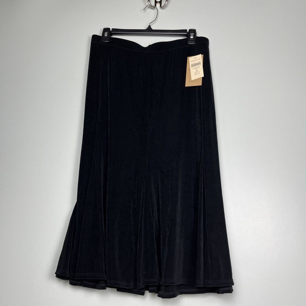 VTG Coldwater Creek Travallure Gore Skirt 3X 24W 26W Black Travel Knit USA Made